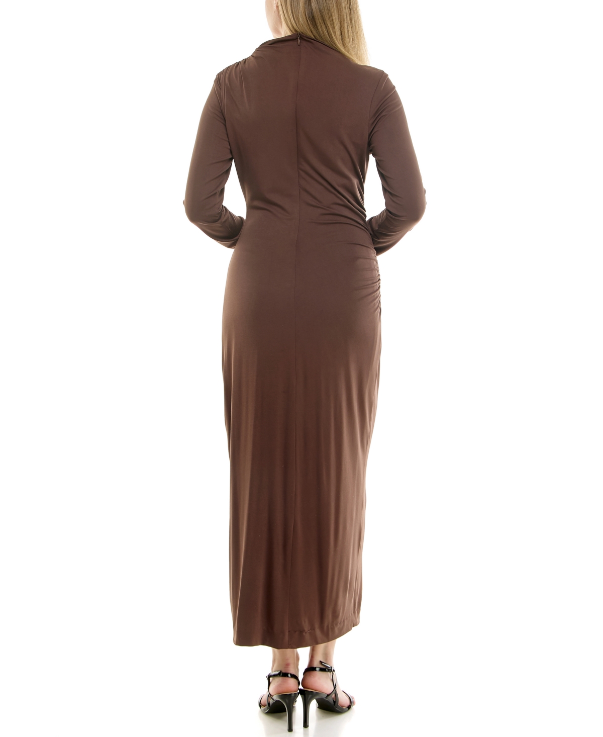 Taylor Women's Ruched Long-sleeve Bodycon Dress In Brown