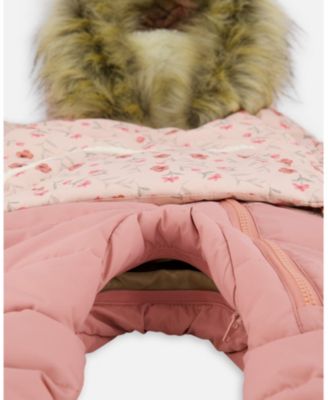 Baby Girl One-Piece Baby Snug Snowsuit Designed for Car Seat Pink Mini Flowers - Baby|Toddler