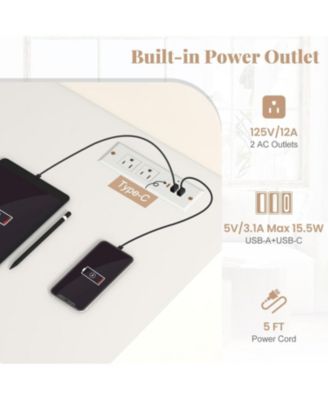 Computer Desk with Power Outlet Keyboard Tray and 3 Large Drawers