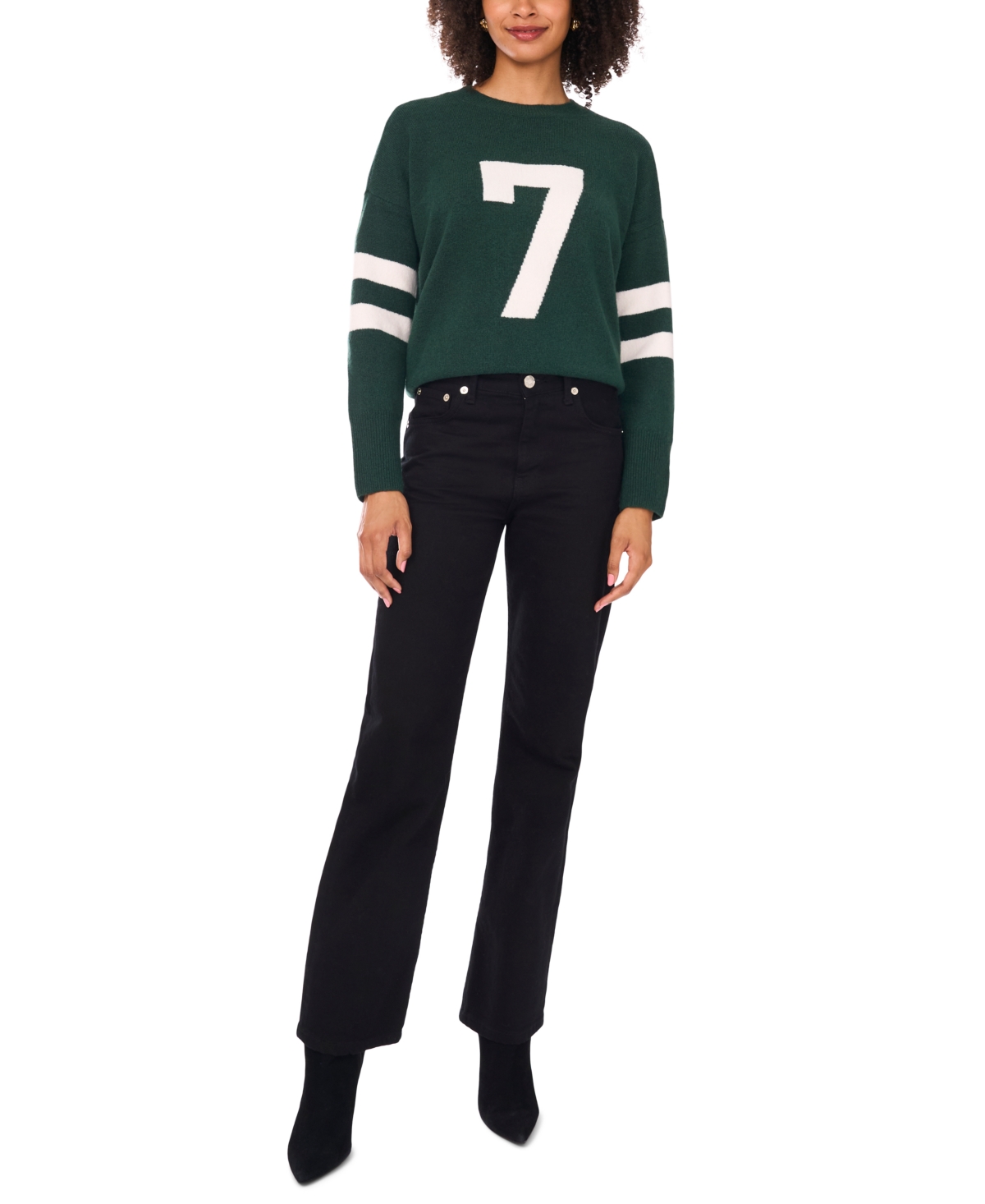 Vince Camuto Number Design Sweater In Green