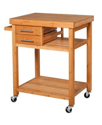 Bamboo Kitchen Organizer: Utility Cart with Drawers and Shelves