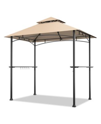 8' x 5' BBQ Grill Gazebo 2-Tier Barbecue Canopy Vented Top Shelves Shelter