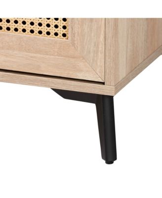 Pavone Mid-Century Modern Oak Brown Wood Kitchen Cabinet