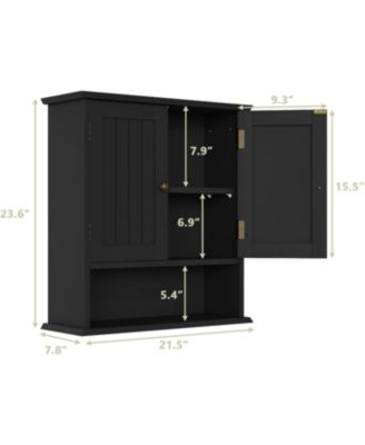 Compact Wall Mounted Medicine Cabinet - Black 2-Door Bathroom Storage with Adjustable Shelves, Over Bathroom Organizer for Bathroom, Kitchen, Laundry Room