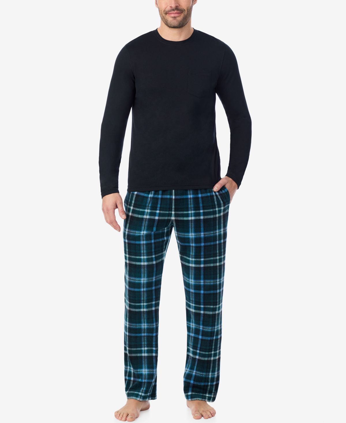 Мужской флисовый пижамный комплект Cabin с длинным рукавом