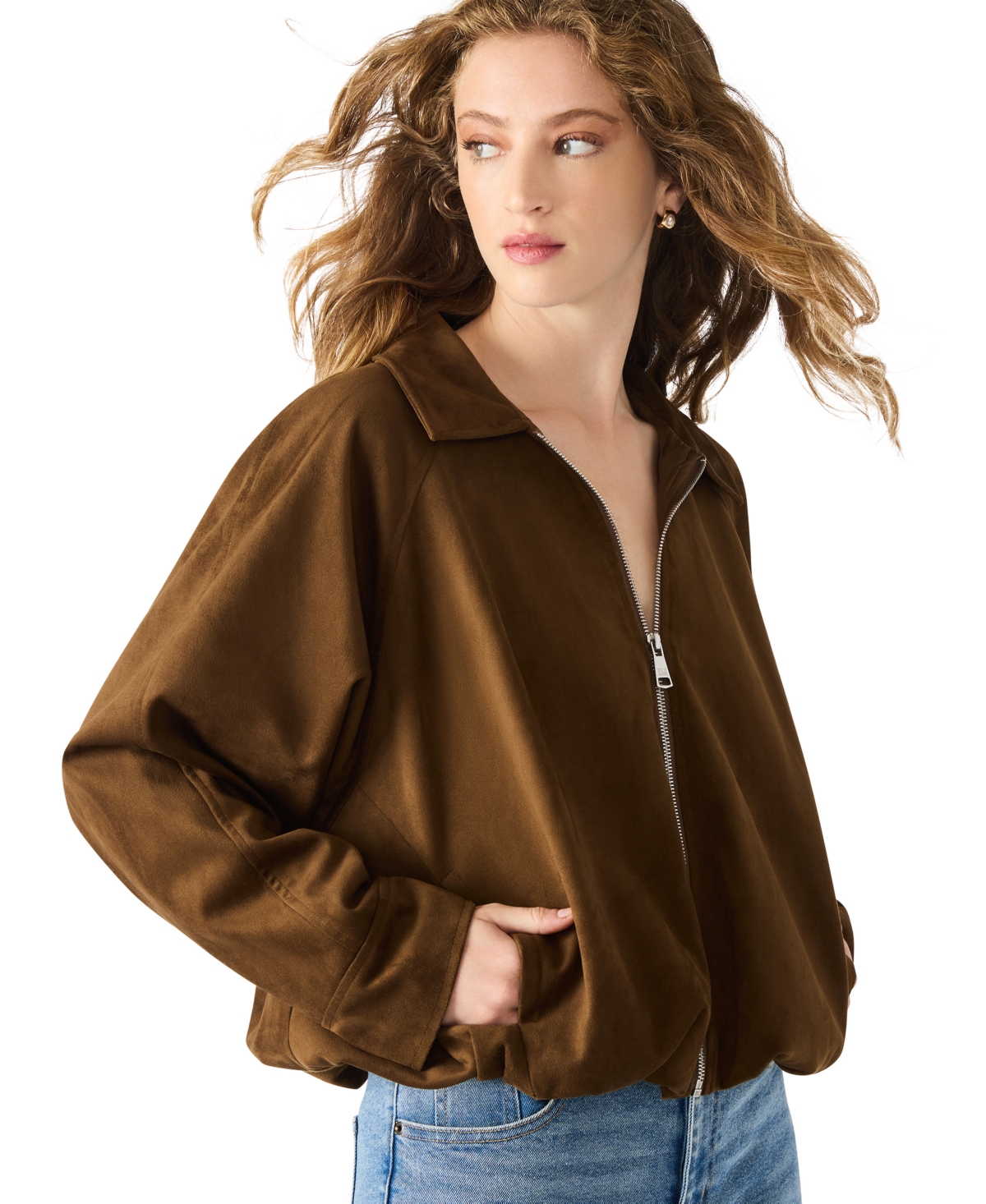 Steve Madden Mackey Faux Suede Jacket In Brown