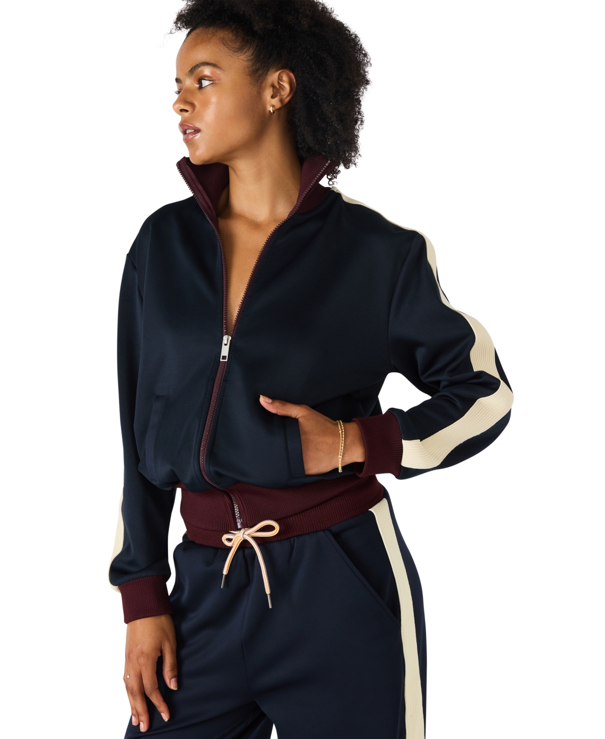 Steve Madden Daisy Colorblock Track Jacket In Blue