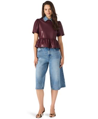 Women's Emeline Faux Leather Collar Top