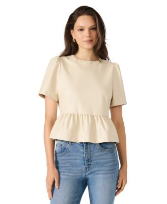 Women's Emeline Faux Leather Collar Top