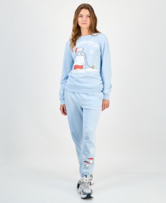 Love Tribe Hybrid Apparel Juniors Snoopy Graphic Sweatshirt Jogger Pants In Blue