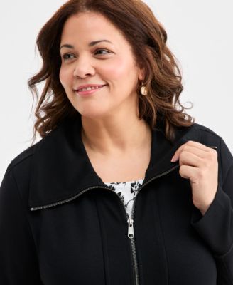 Plus Size Luxsoft Fleece Zip-Front Tunic, Macy's Exclusive