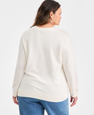 Plus Size Embroidered Crewneck Sweatshirt