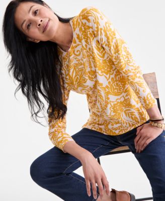 Women's Printed Crewneck Sweater, Macy's Exclusive 