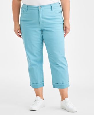 Plus Size Curvy Roll-Cuff Capri Jeans, Created for Macy's