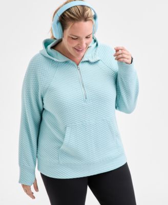 Plus Size Relaxed Quilted Half-Zip Hoodie