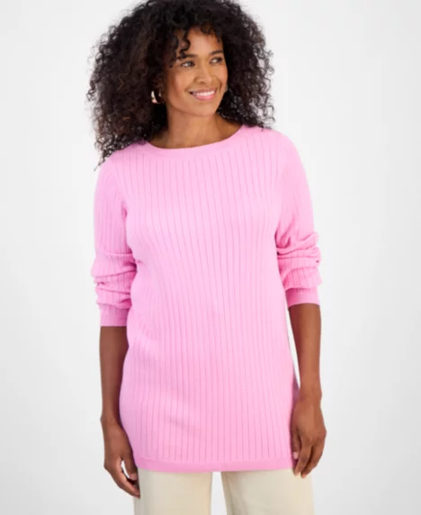 Petite Boat-Neck Sweater - Peony Dream