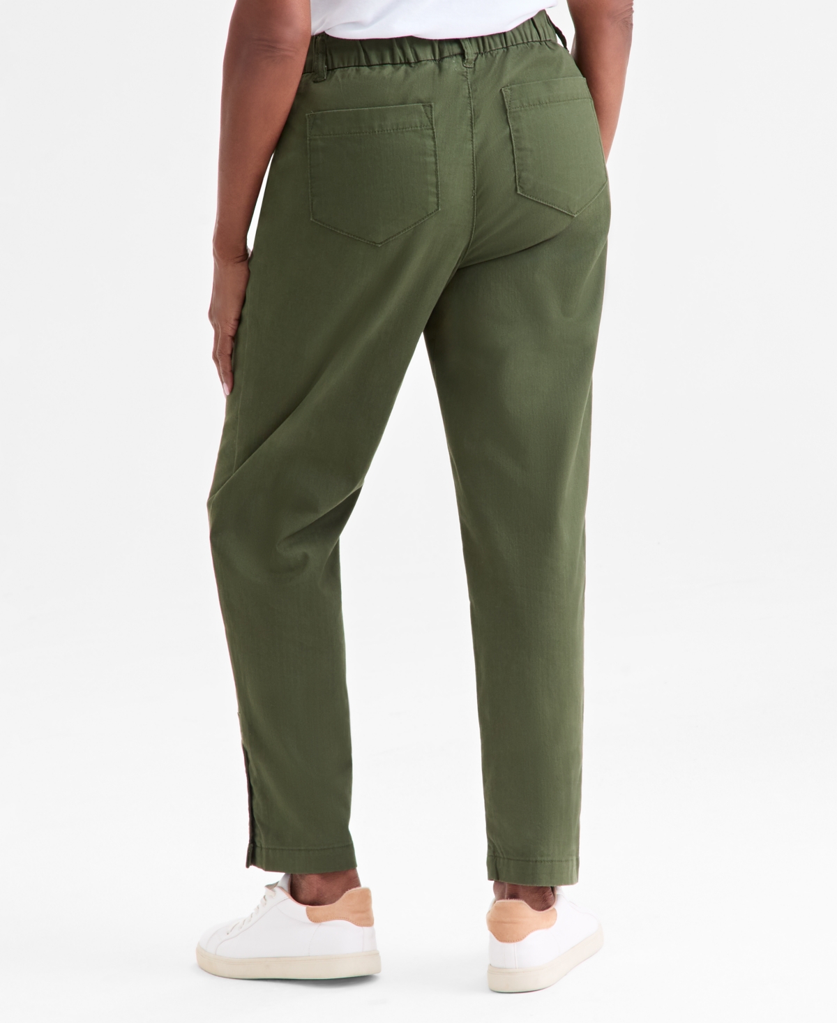 Style & Co Women's High-rise Button-hem Straight-leg Pants, Macy's Exclusive In Green