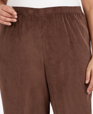 Plus Size Classic Corduroy Elastic Waist Medium Length Pants