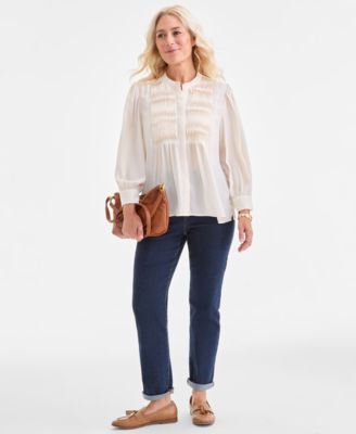 Women's Printed Pintuck Blouse