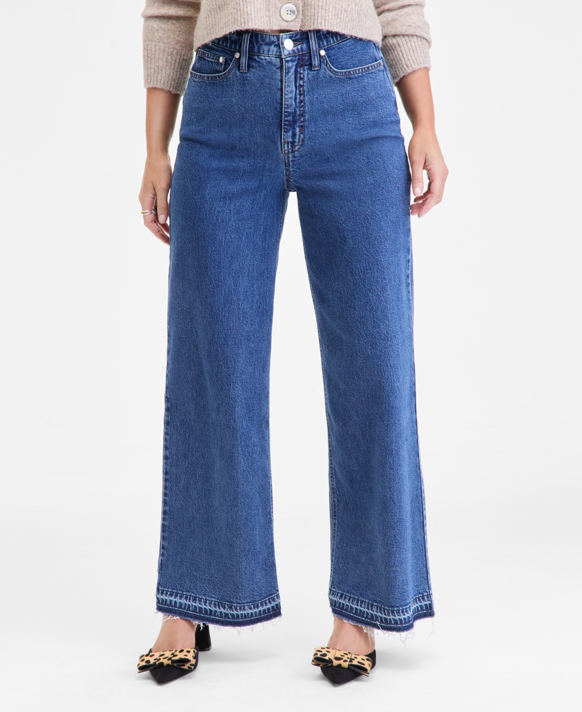 On 34th Women's Wide-leg Released-hem Jeans, Macy's Exclusive