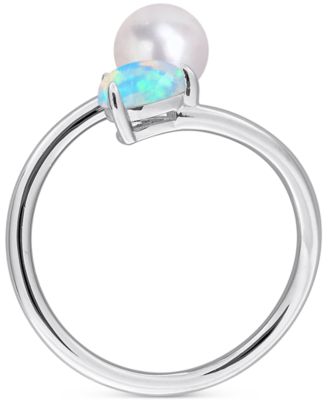 Cultured Freshwater Pearl & Garnet Ring (1/2 ct. t.w.) in 18k Gold-Plated Sterling Silver