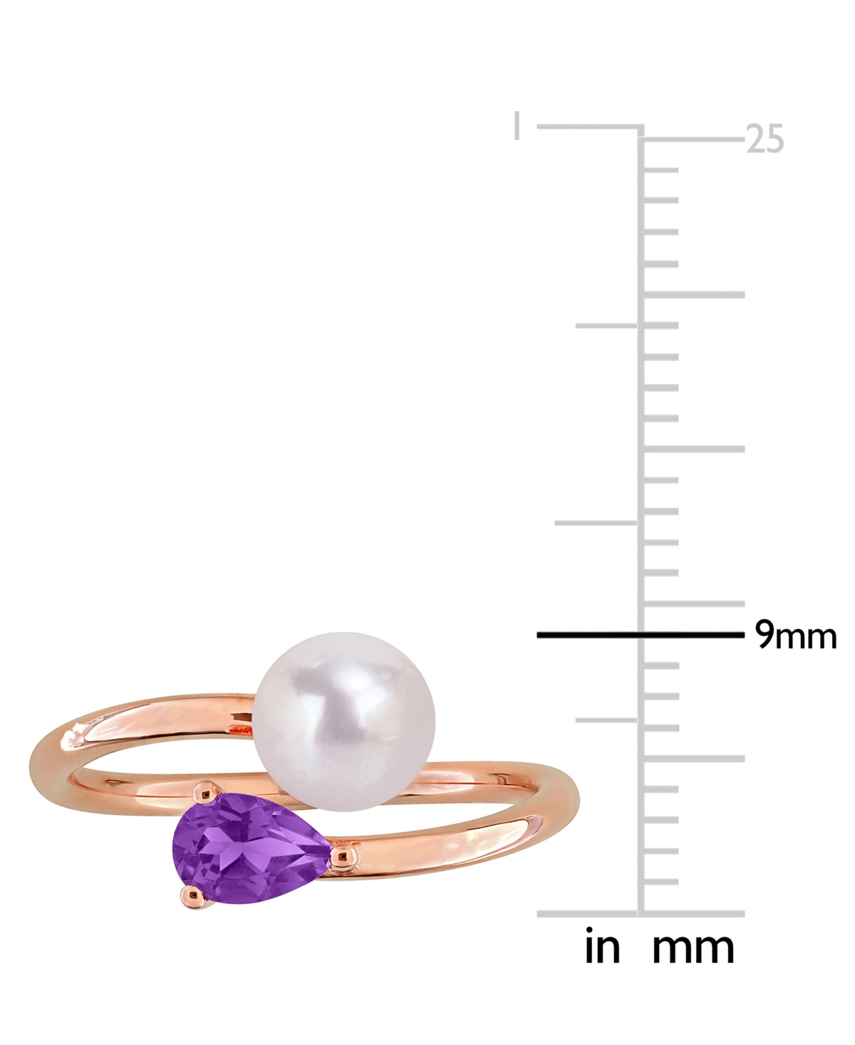 Macy's 18k Rose Gold-plated Sterling Silver Cultured Freshwater Pearl & Lab-created Amethyst Ring In Multi