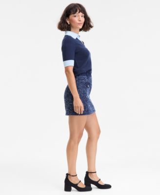 Women's Denim-Trim Tweed Mini Skirt, Macy's Exclusive