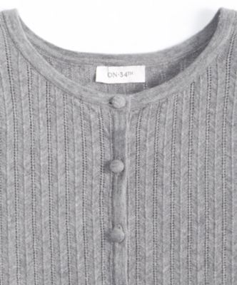 Women's Puff-Shoulder Pointelle-Knit Cardigan, Macy's Exclusive