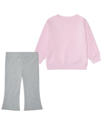 Baby Girls 2-Piece Fleece Pull-On Sweatshirt and Flare-Leg Pants Set