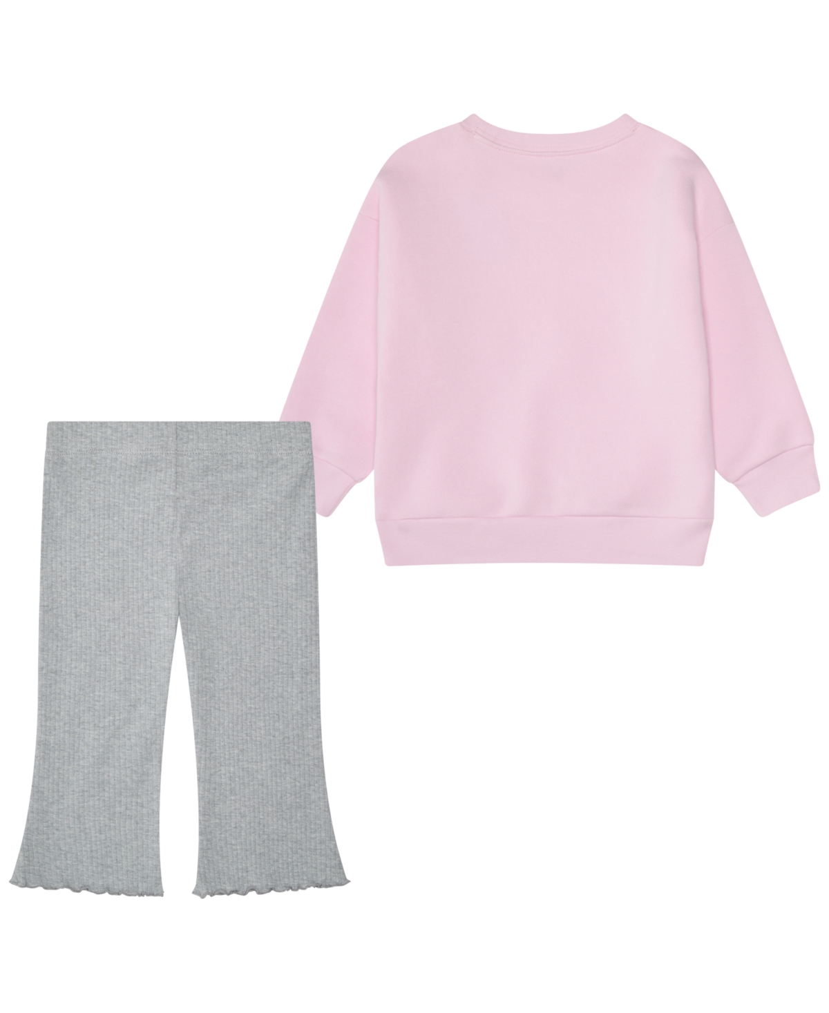 Adidas Originals Baby Girls 2-piece Fleece Pull-on Sweatshirt And Flare-leg Pants Set In Pink