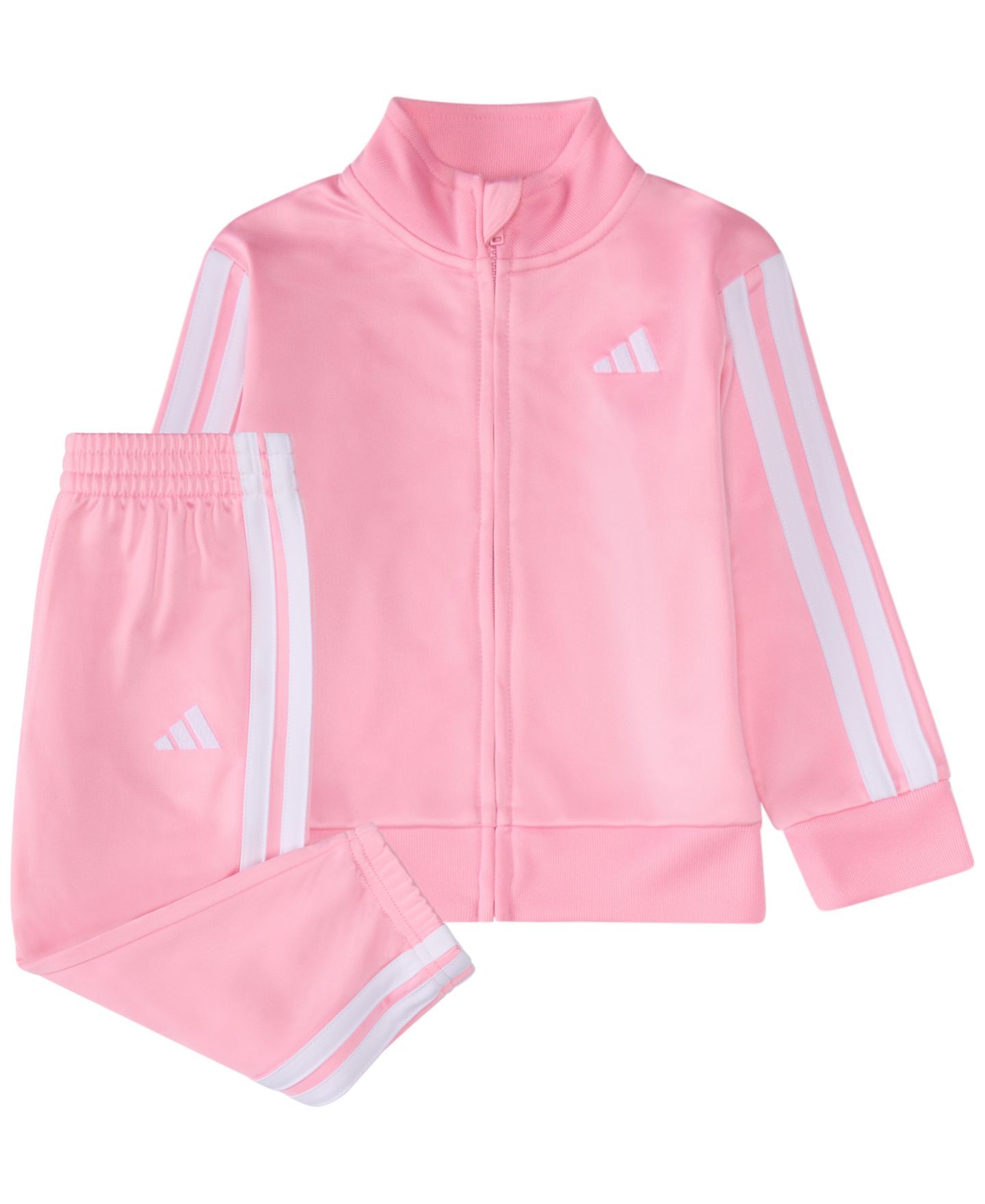 Детский спортивный костюм adidas для девочки из трикотажа: комплекты и брюки, 2 предмета, цвет: Светлый розовый — фото 2
