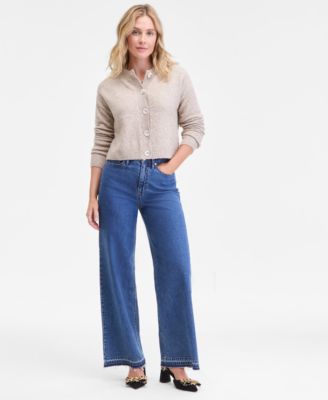 Women's Crewneck Cropped Cardigan, Macy's Exclusive