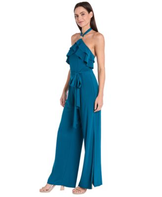 Women's Ruffled Halter-Neck Jersey Jumpsuit