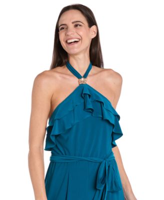 Women's Ruffled Halter-Neck Jersey Jumpsuit