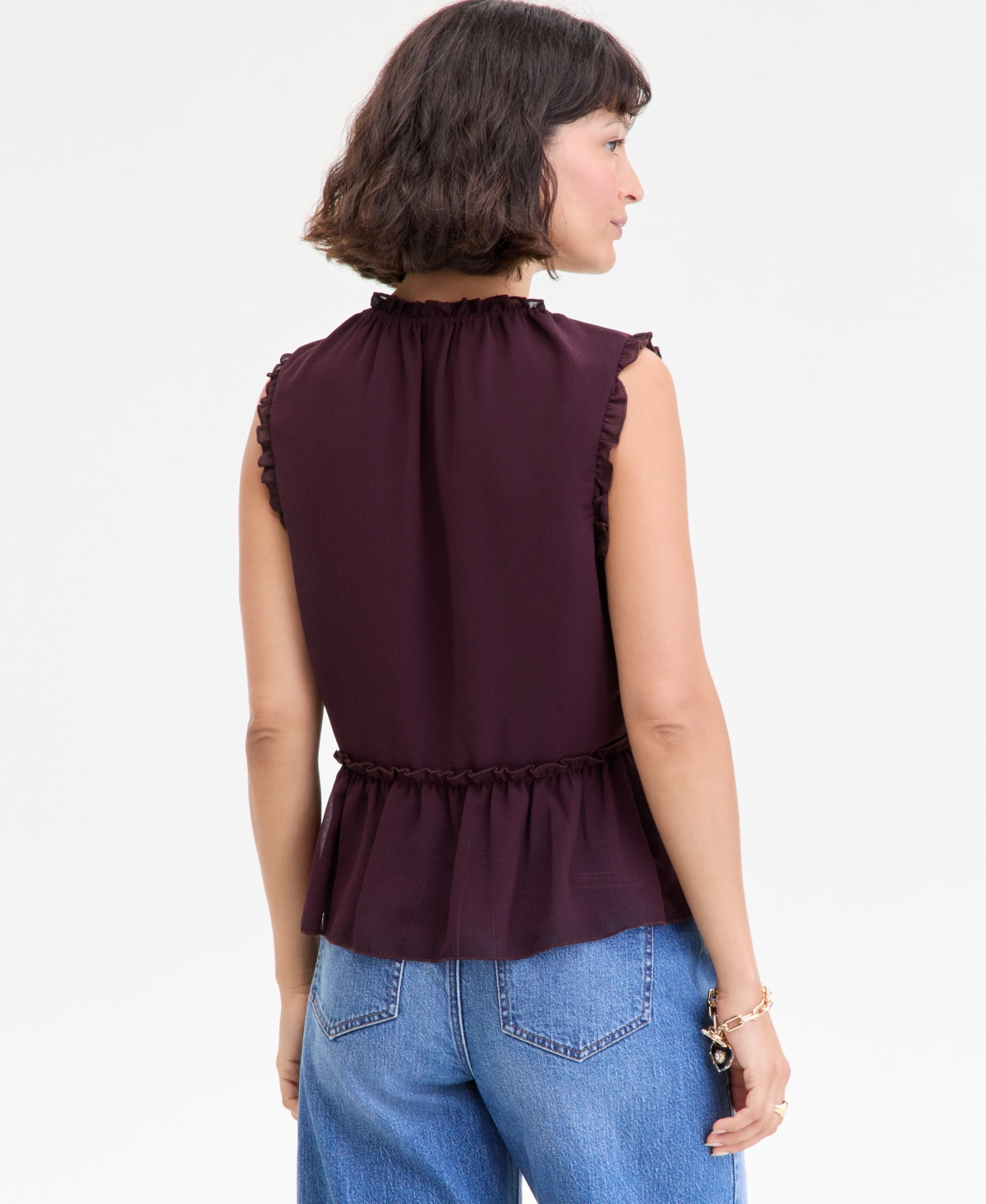 On 34th Women's Tie-front Peplum Tank, Macy's Exclusive In Burgundy