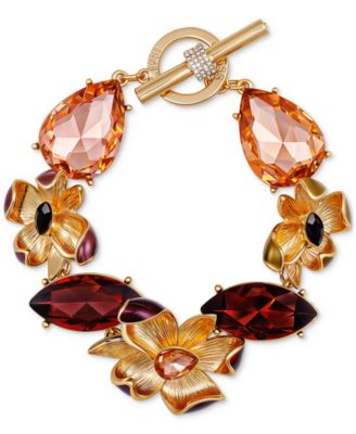 GUESS - Crystal & Stone Floral Statement Flex Bracelet