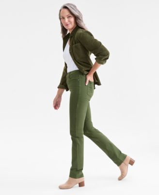 Women's Straight-Leg High Rise Twill Pants, 2-28W, Created for Macy's