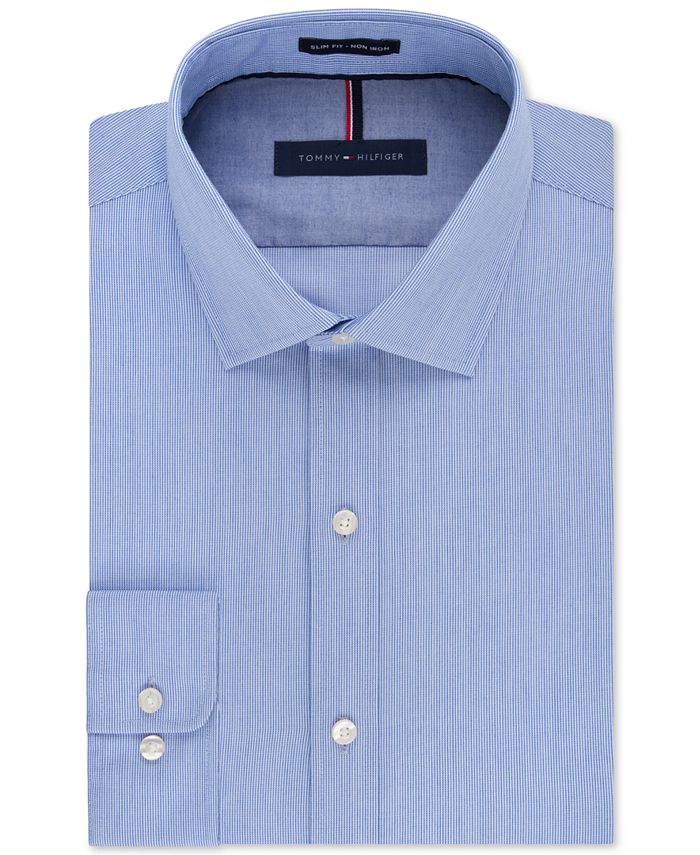 Tommy Hilfiger Slim-Fit Non-Iron Mist Stripe Dress Shirt - Macy's