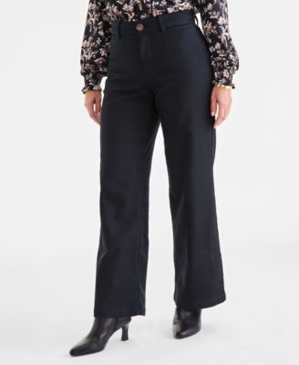 Women's Mid-Rise Twill Wide-Leg Pants