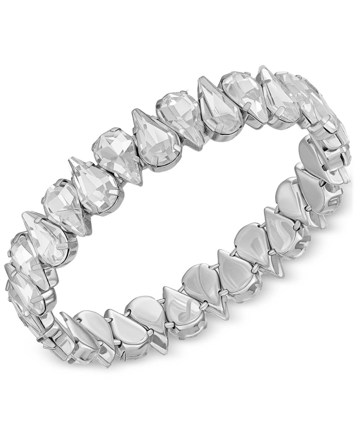 Guess Crystal Rhinestone Stretch Bracelet In Silver