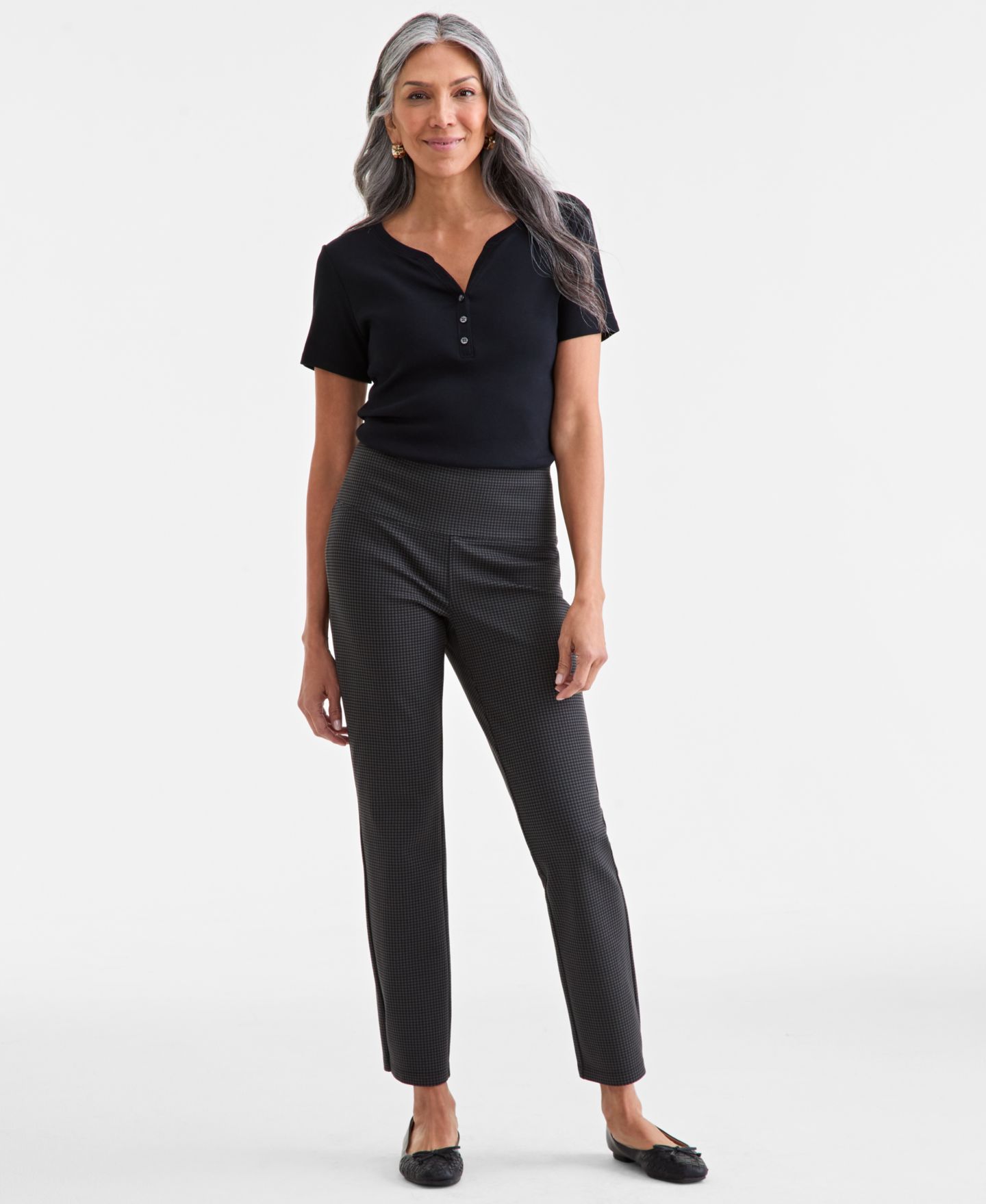 Женские брюки Style & Co Straight-Leg Ponte-Knit, цвет: New Brickberry — фото 1