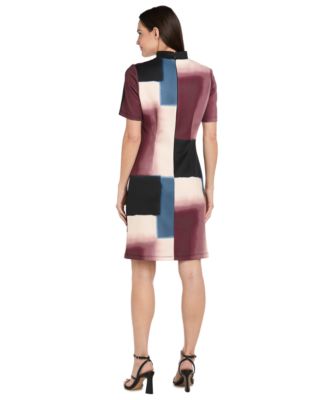 Women's Scuba Placement Colorblock Sheath Dress