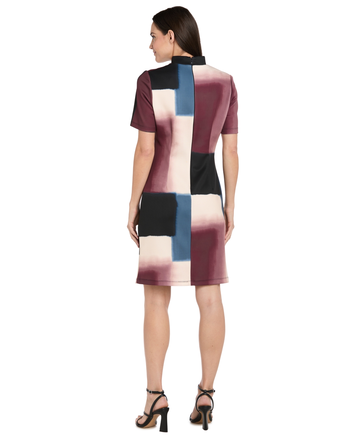 R & M Richards Women's Scuba Placement Colorblock Sheath Dress In Black