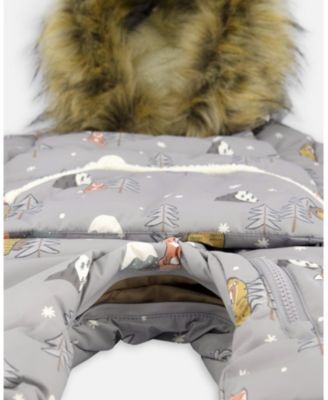 Baby Boy One-Piece Baby Snug Snowsuit Designed for Car Seat Gray Bear Print - Baby|Toddler