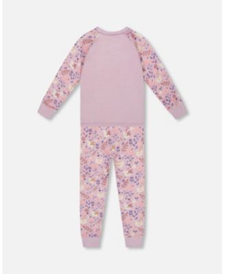 Toddler Girls Cotton Two-Piece Pajamas Lilac Cat Print - Toddler|Child