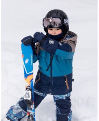 Kids Unisex Winter Mittens Teknik Navy Blue