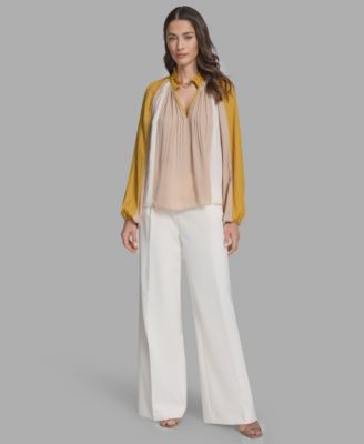 Women's Long Sleeve Pleated Top