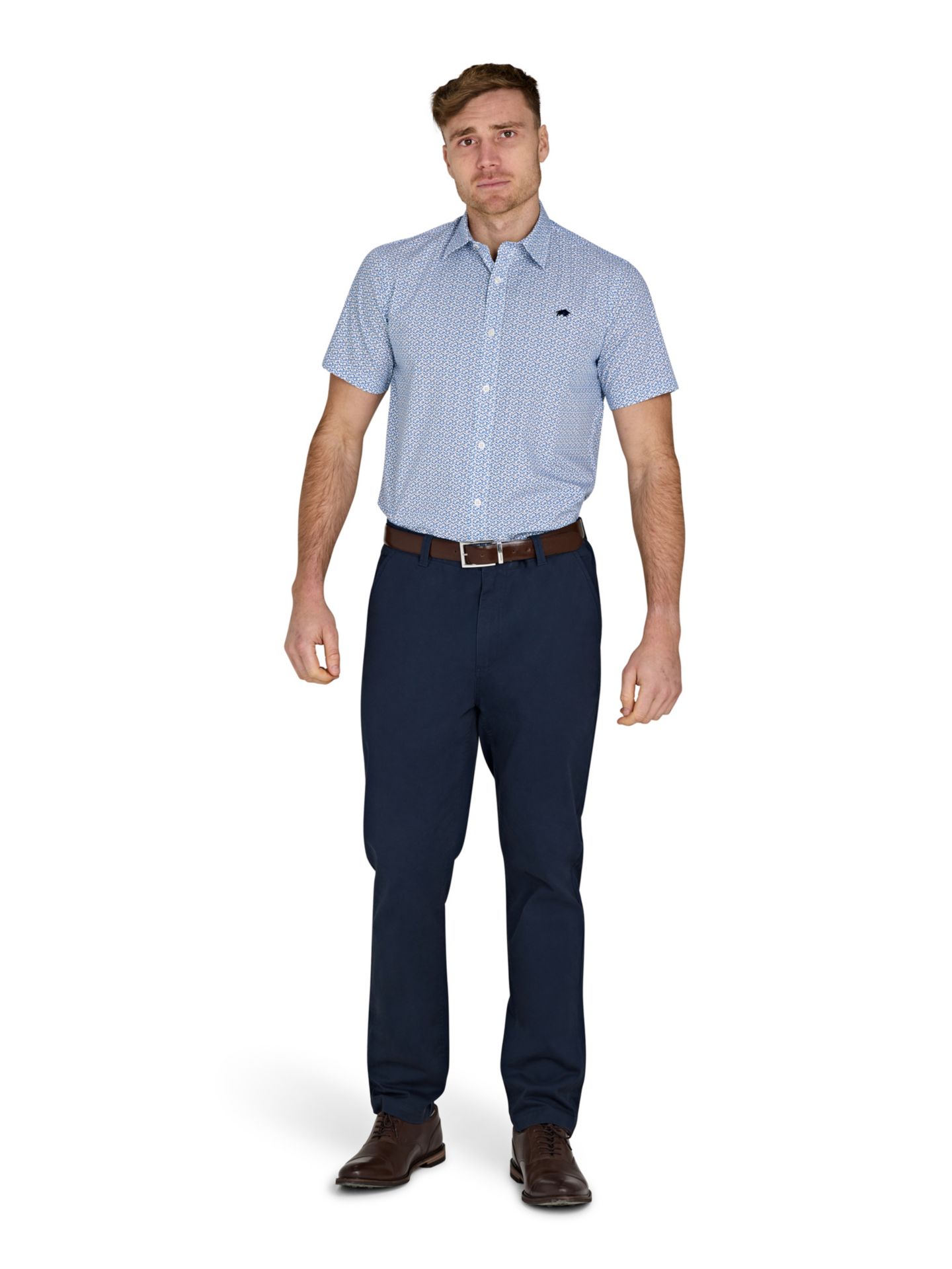 Мужская рубашка Raging Bull Short Sleeve Cotton Poplin, цвет: Синий, вариант 1 — фото 3