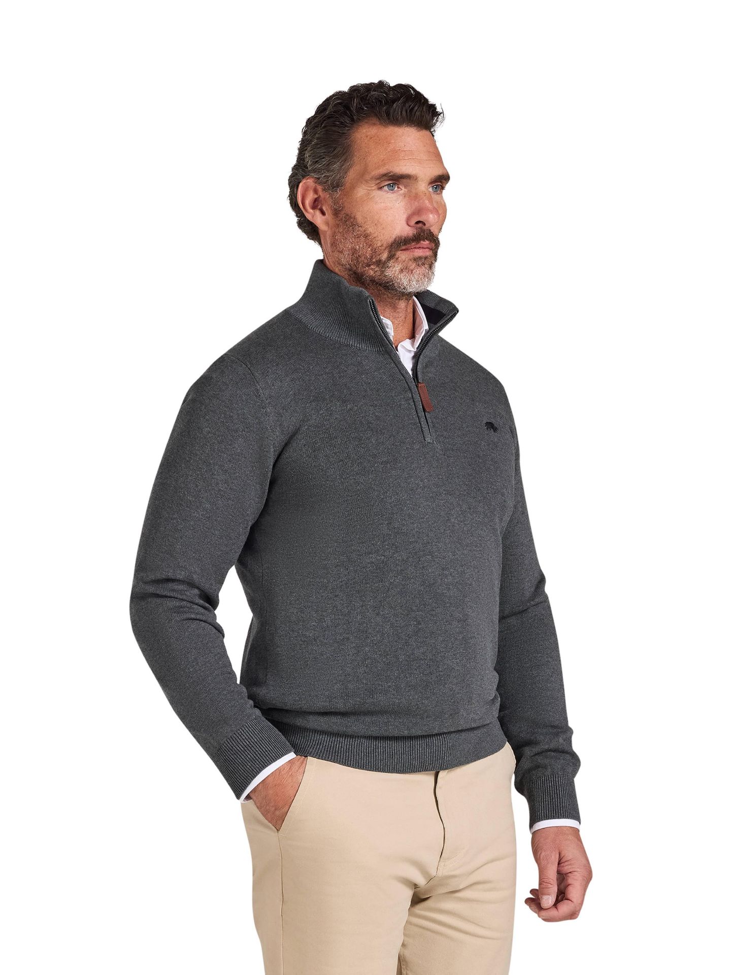 Мужской свитер Raging Bull Quarter Zip Cashmere Blend, цвет: Угольный — фото 1