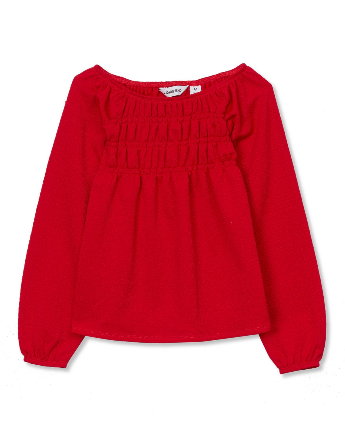 Lands' End Girls Smocked Long Sleeve Knit Shirt